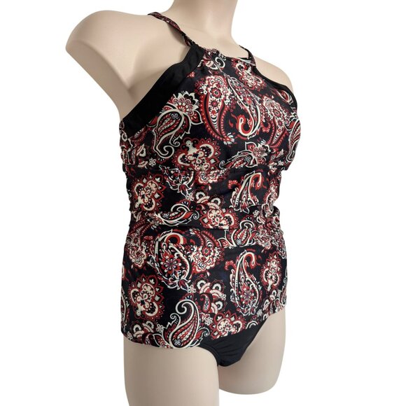Charmo Halter Top Tankini Swimsuit Size 2XL NWT Bathing Suits Two Piece Black - Picture 9 of 9